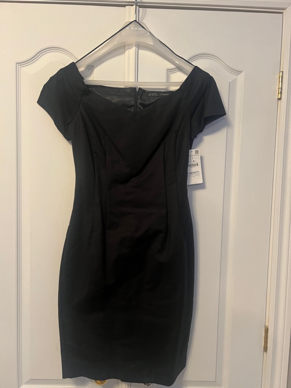 Zara Black Off-Shoulder Midi Sheath Dress